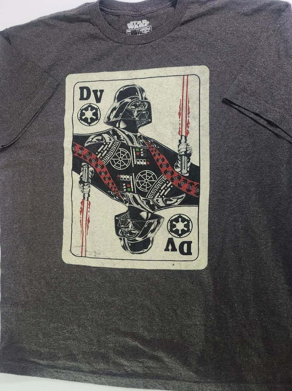 Fifth Sun Star Wars Darth Vader Playing Card Graphic T-Shirt Gray XL